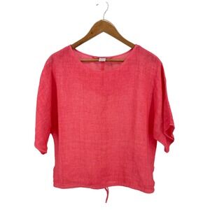 Elemente Clemente Linen Top Womens 1 Small Coral Pink Boxy‎ Dolman Lagenlook